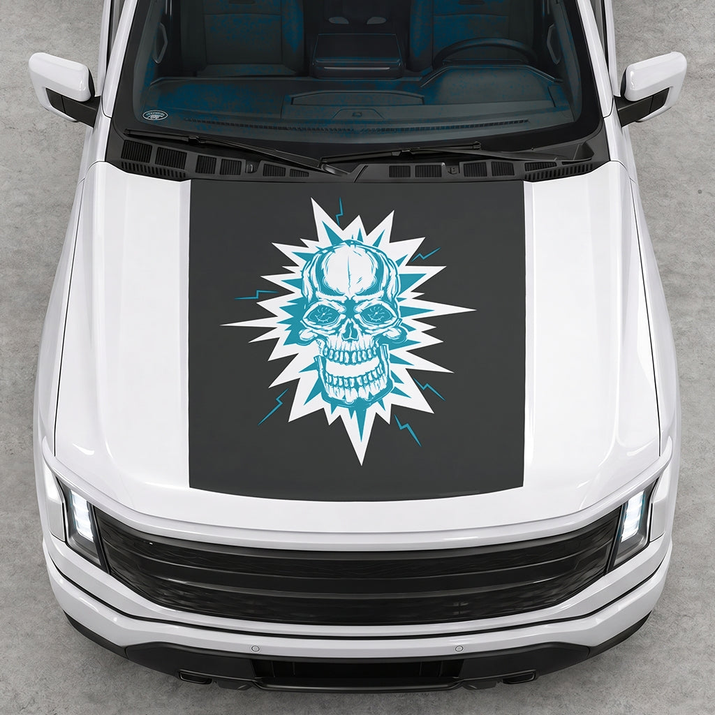 Hood Panel Decal/Sticker - Electric Skull Graphic Decal Graphic Kit - For FORD F-150 2015-2020 - Premium Vinyl