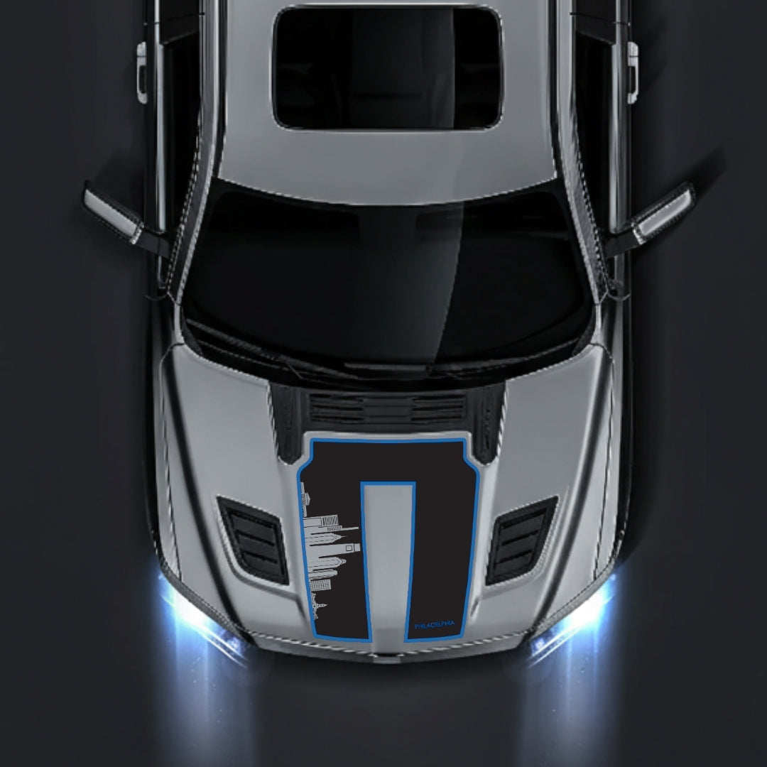 Performance Hood Panel Decal/Sticker - Philadelphia Skyline - Cut - Border Graphic Kit - For Dodge RAM 1500 2019-2025 - Premium Vinyl