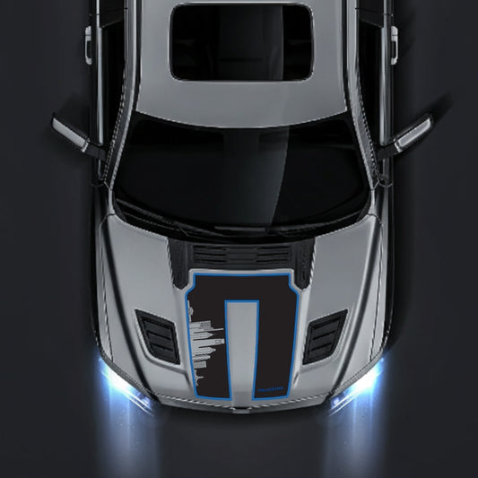 Performance Hood Panel Decal/Sticker - Philadelphia Skyline - Cut - Border Graphic Kit - For Dodge RAM 1500 2019-2025 - Premium Vinyl