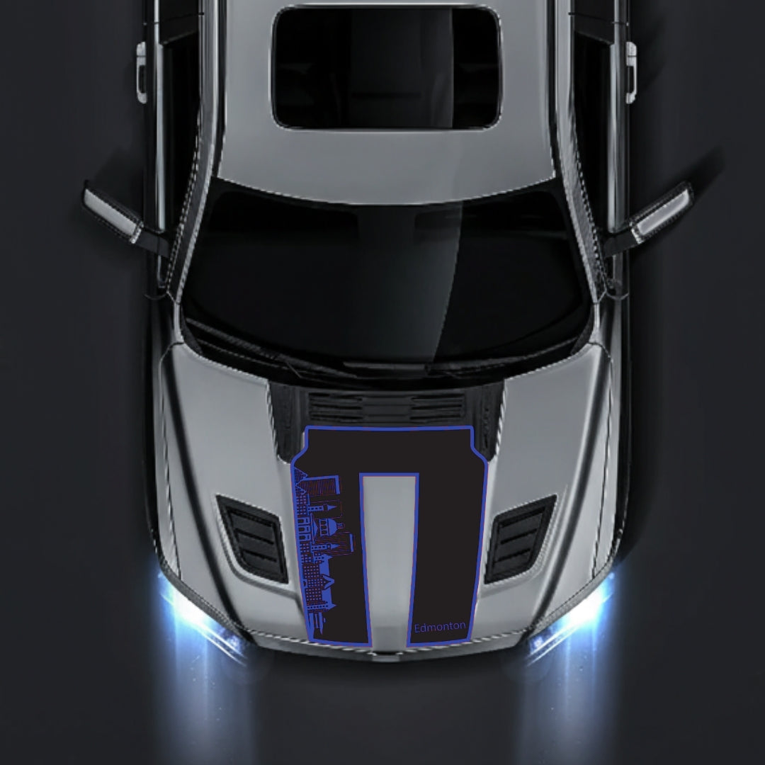 Hood Panel Decal/Sticker - Edmonton Skyline - Border Graphic Kit - For Dodge RAM 1500 2019-2025 - Premium Vinyl