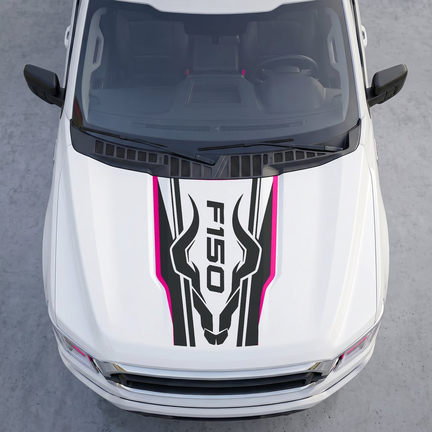 Hood Panel Decal/Sticker - Ram Horns Aggressive Hood Decal – Tribal Longhorn Graphic Vinyl Sticker Graphic Kit - For Ford F-150 F150 2015-2020 - Premium Vinyl