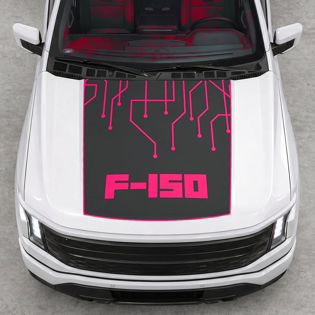 Hood Panel Decal/Sticker - F150 Electric Circuit Graphic Decal Graphic Kit - For FORD F-150 2015-2020 - Premium Vinyl