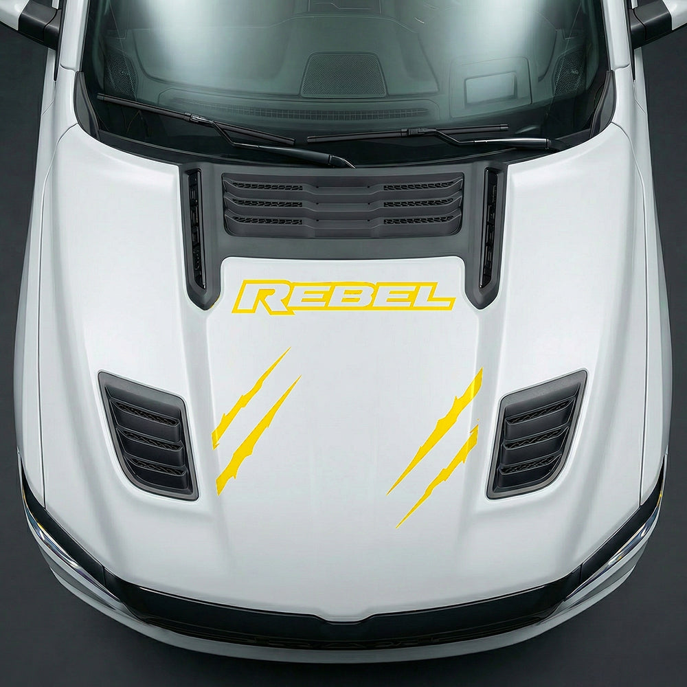 Hood Panel Decal/Sticker - Dodge RAM Rebel Claw Scratch U-Shape Stripe - Cut Graphic Kit - For Dodge Ram 2019-2025 - Premium Vinyl