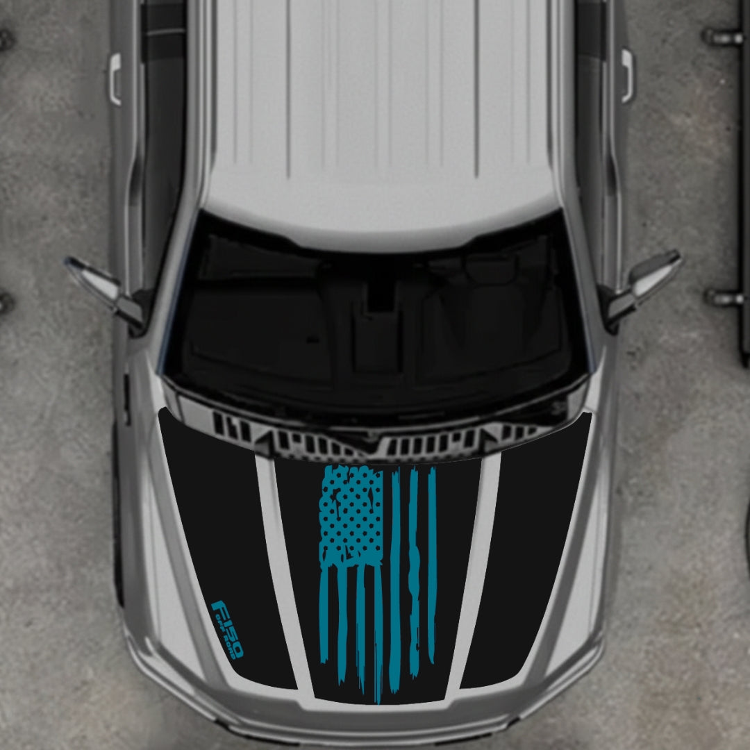 Hood Panel Decal/Sticker - USA Style 13 Graphic Kit - For Ford F-150 2020-2026 - Premium Vinyl