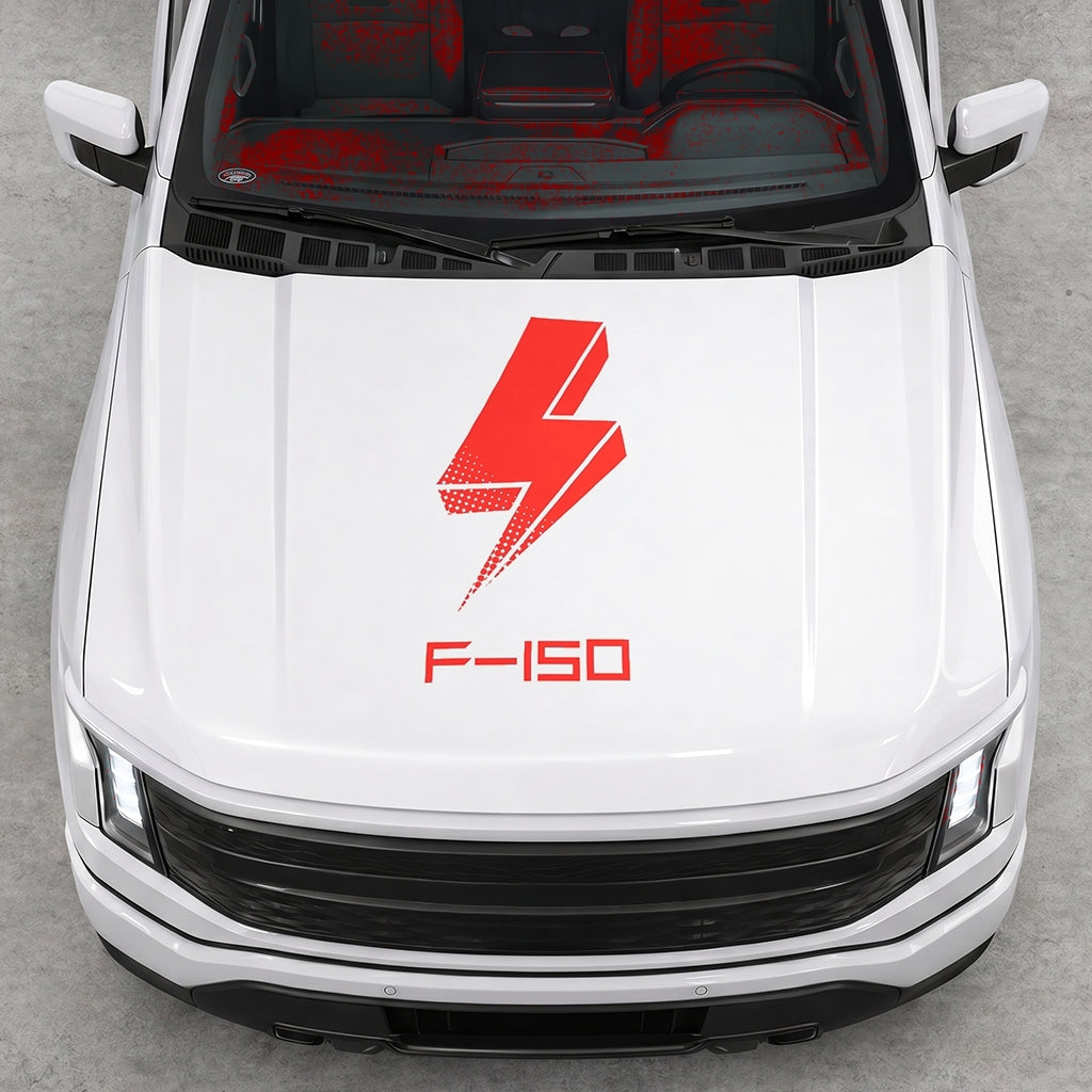 Hood Panel Decal/Sticker - Cut Bold Electric Graphic Decal Graphic Kit - For FORD F-150 2015-2020 - Premium Vinyl