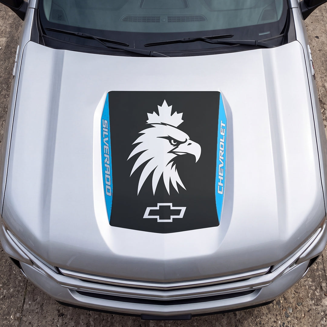 Hood Panel Decal/Sticker - Eagle Head with Maple Graphic Decal Graphic Kit - For Chevrolet Silverado 2019-2024 - Premium Vinyl