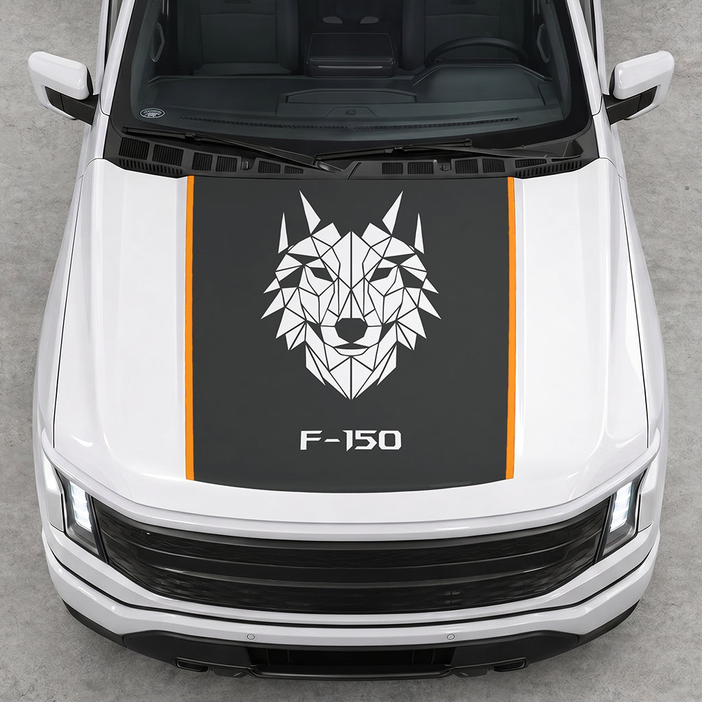 Hood Panel Decal/Sticker - Wolf Head Graphic Decal Graphic Kit - For Ford F-150 2015-2020 - Premium Vinyl