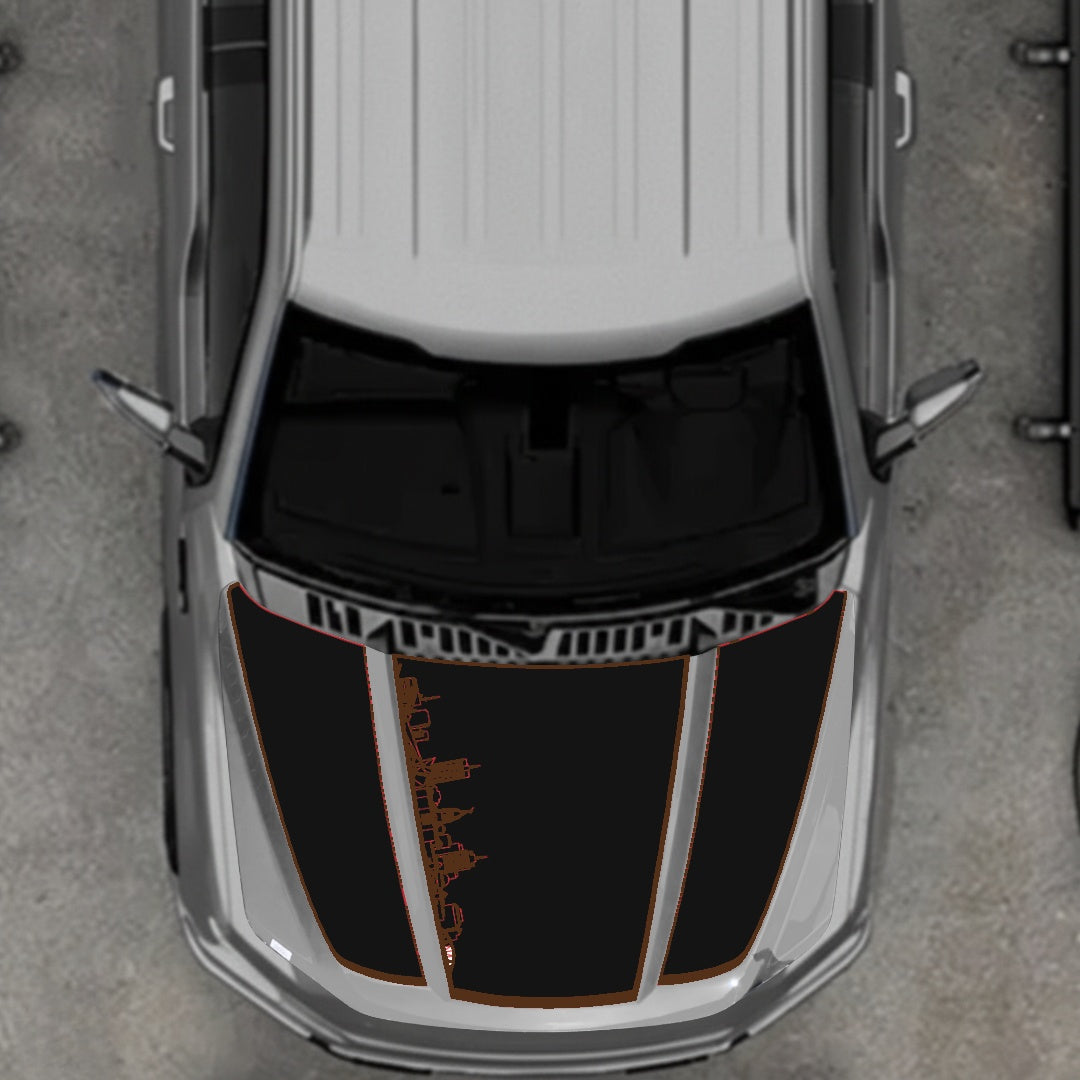 Hood Panel Decal/Sticker - Winnipeg Skyline - Border Graphic Kit - For Ford F-150 2020-2026 - Premium Vinyl