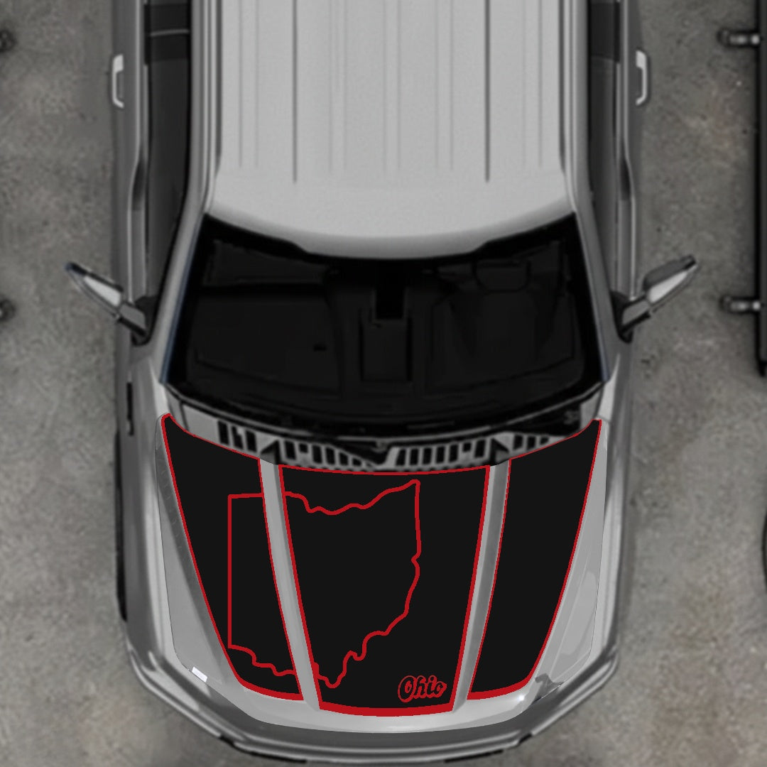 Hood Panel Decal/Sticker - Ohio - Border Graphic Kit - For Ford F-150 2020-2026 - Premium Vinyl