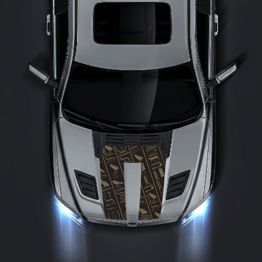 Performance Hood Panel Decal/Sticker - Egyptian Hieroglyphs Graphic Kit - For Dodge RAM 1500 2019-2025 - Premium Vinyl