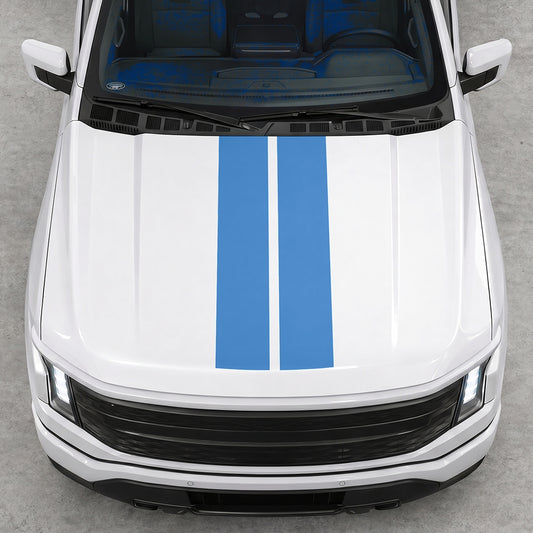 Hood Panel Decal/Sticker - Cut Double Stripes Graphic Decal Graphic Kit - For FORD F-150 2015-2020 - Premium Vinyl