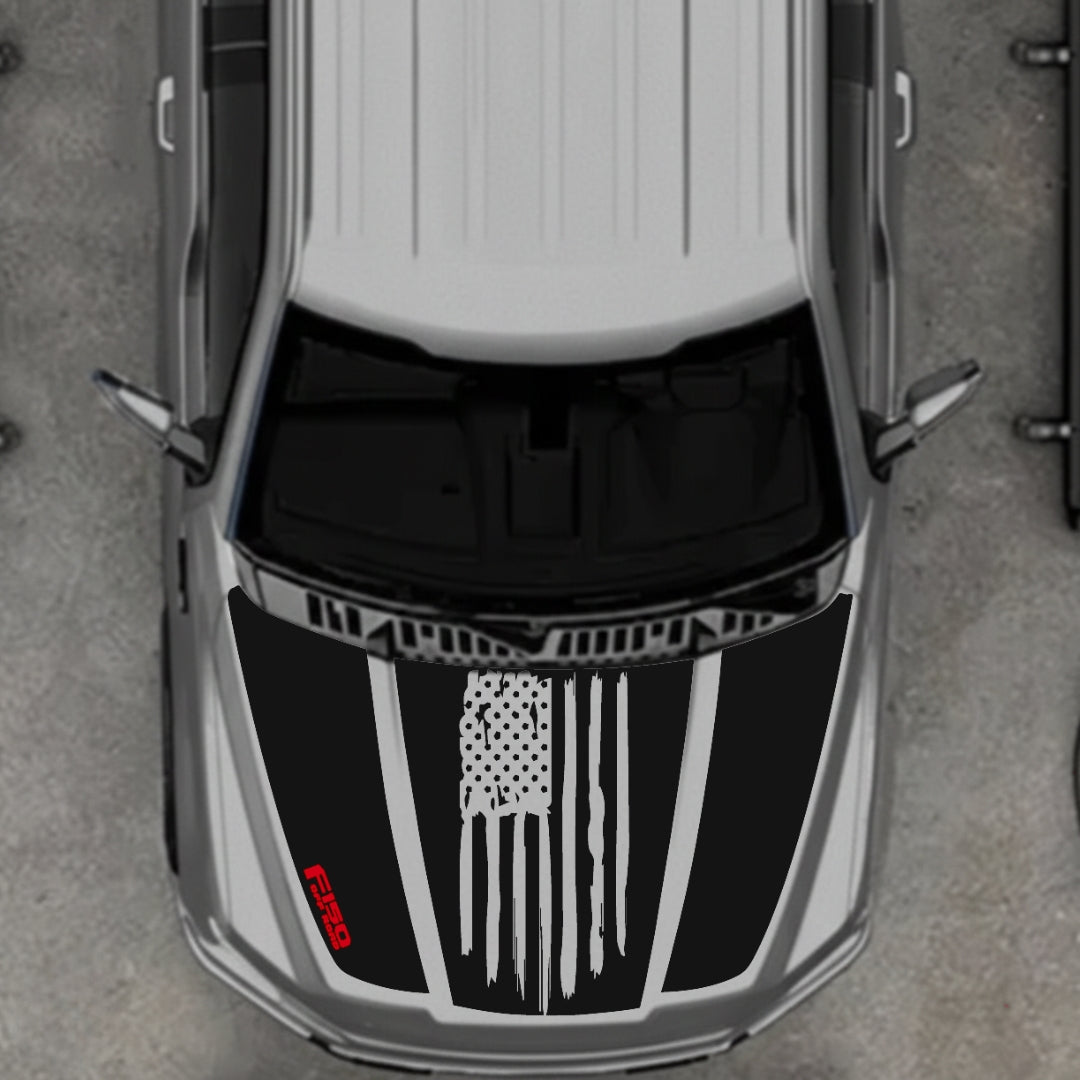 Hood Panel Decal/Sticker - USA Style 12 Graphic Kit - For Ford F-150 2020-2026 - Premium Vinyl