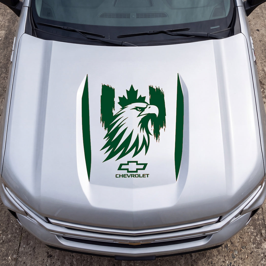 Hood Panel Decal/Sticker - Proud Canadaian Eagle Head Graphic Decal Graphic Kit - For Chevrolet Silverado 2019-2024 - Premium Vinyl