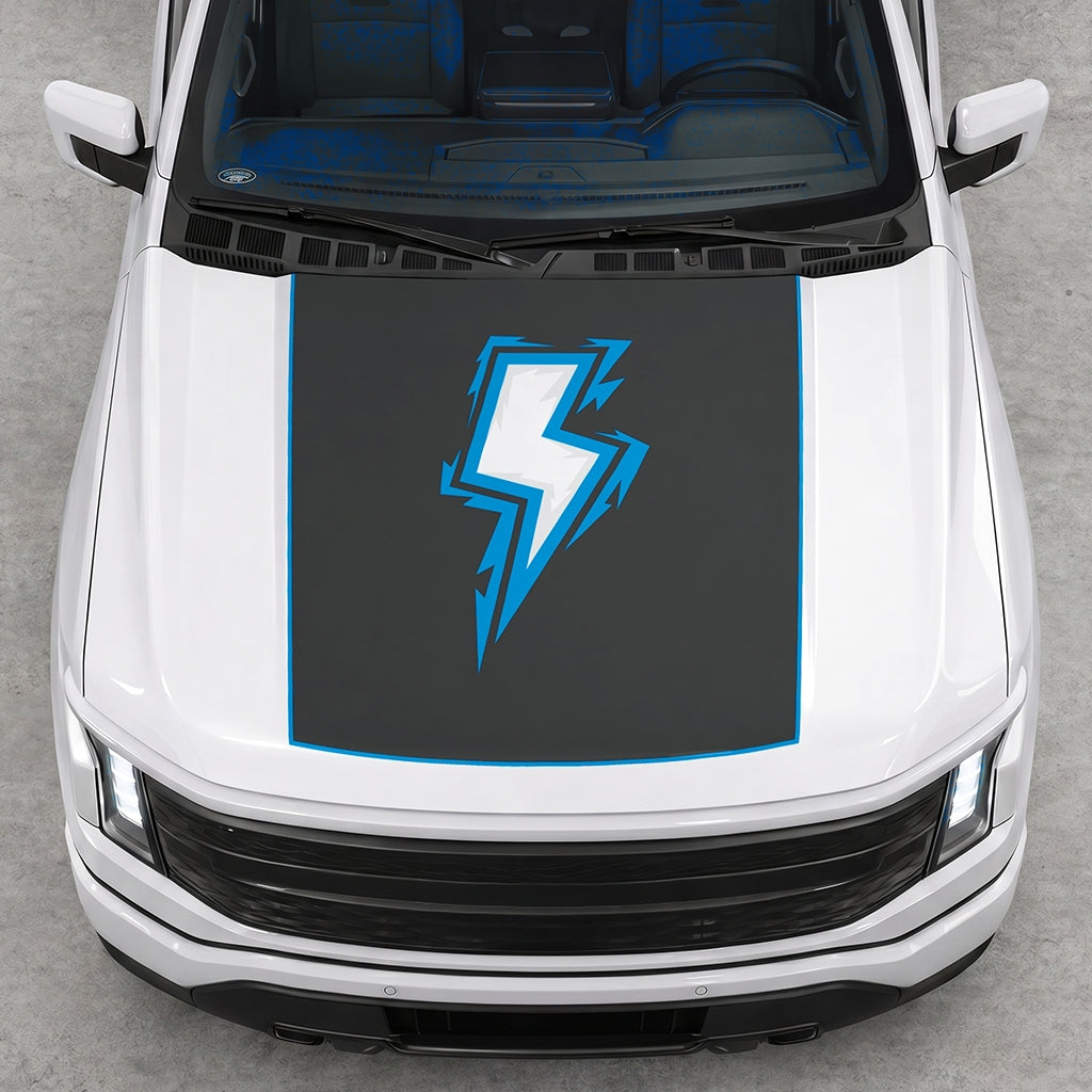 Hood Panel Decal/Sticker - Bordered Electric Graphic Decal Graphic Kit - For FORD F-150 2015-2020 - Premium Vinyl