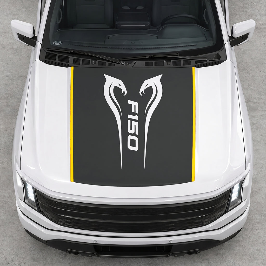 Hood Panel Decal/Sticker - Twin Cobra Graphic Decal Graphic Kit - For Ford F-150 2015-2020 - Premium Vinyl