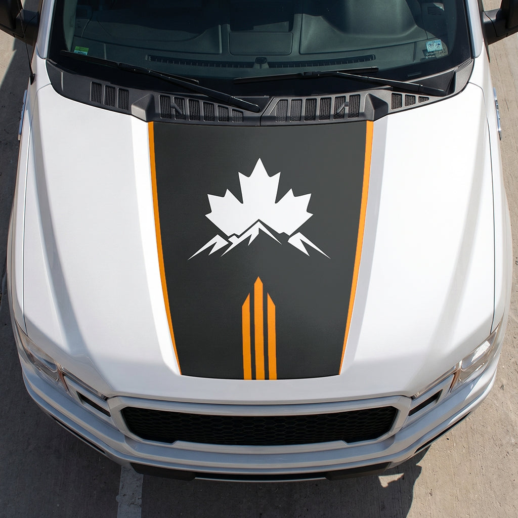 Hood Panel Decal/Sticker - Maple and Mountain Graphic Decal Graphic Kit - For Ford F-150 2015-2020 - Premium Vinyl