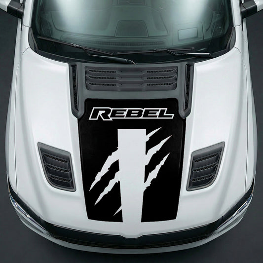 Hood Panel Decal/Sticker - Fierce REBEL Monster Slash Graphic Kit - For Dodge Ram 2019-2025 - Premium Vinyl