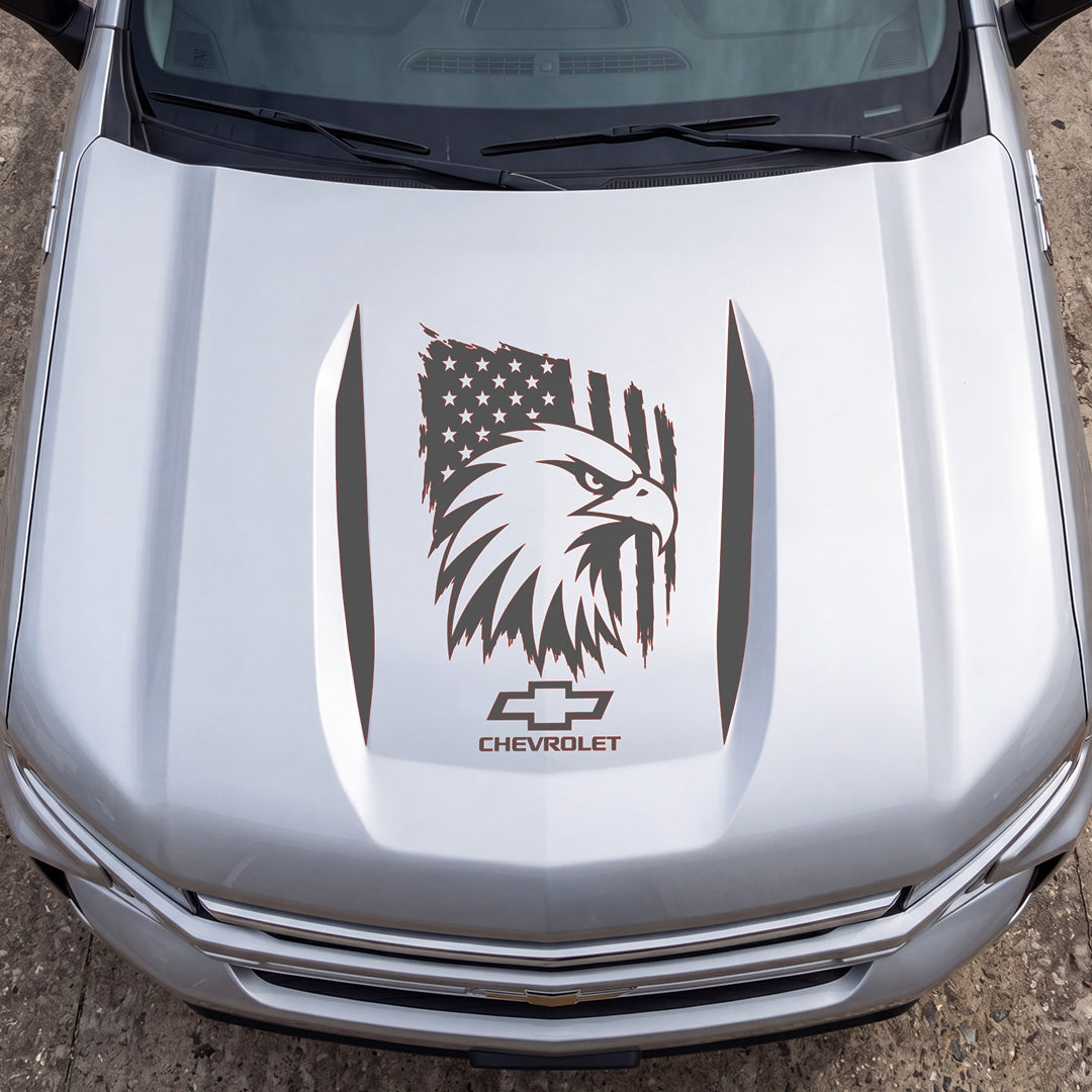 Hood Panel Decal/Sticker - American Eagle Head Graphic Decal Graphic Kit - For Chevrolet Silverado 2019-2024 - Premium Vinyl