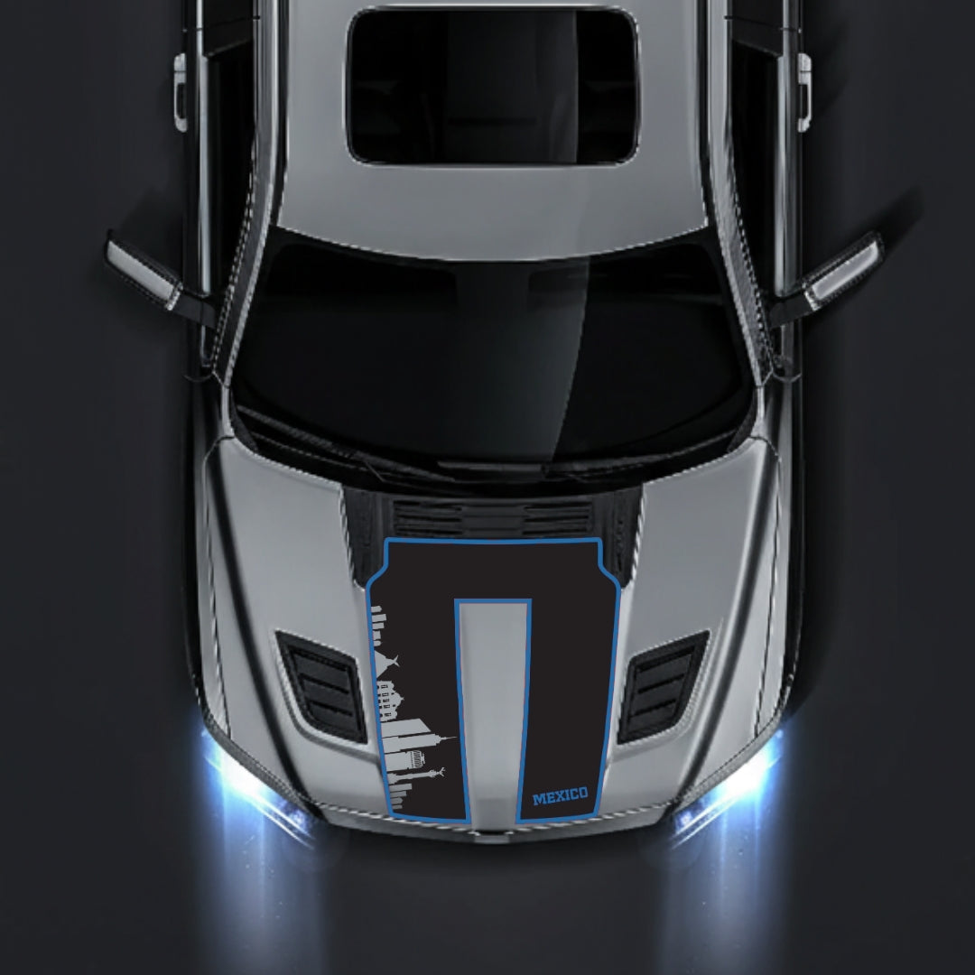 Hood Panel Decal/Sticker - Mexico Skyline - Cut - Border Graphic Kit - For Dodge RAM 1500 2019-2025 - Premium Vinyl
