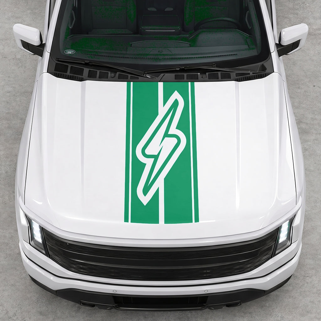 Hood Panel Decal/Sticker - Triple Stripes Electric Graphic Decal Graphic Kit - For FORD F-150 2015-2020 - Premium Vinyl