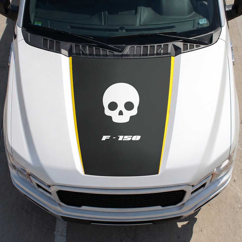 Hood Panel Decal/Sticker - Skull Graphic Decal Graphic Kit - For Ford F-150 2015-2020 - Premium Vinyl
