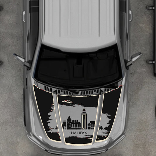 Hood Panel Decal/Sticker - Halifax - Cut - Border Graphic Kit - For Ford F-150 2020-2026 - Premium Vinyl