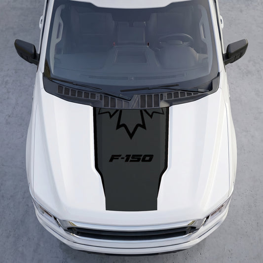 Hood Panel Decal/Sticker - Stealth Maple Leaf Crest Hood Decal – Top-Border Outline Vinyl Wrap Graphic Kit - For Ford F-150 F150 2015-2020 - Premium Vinyl