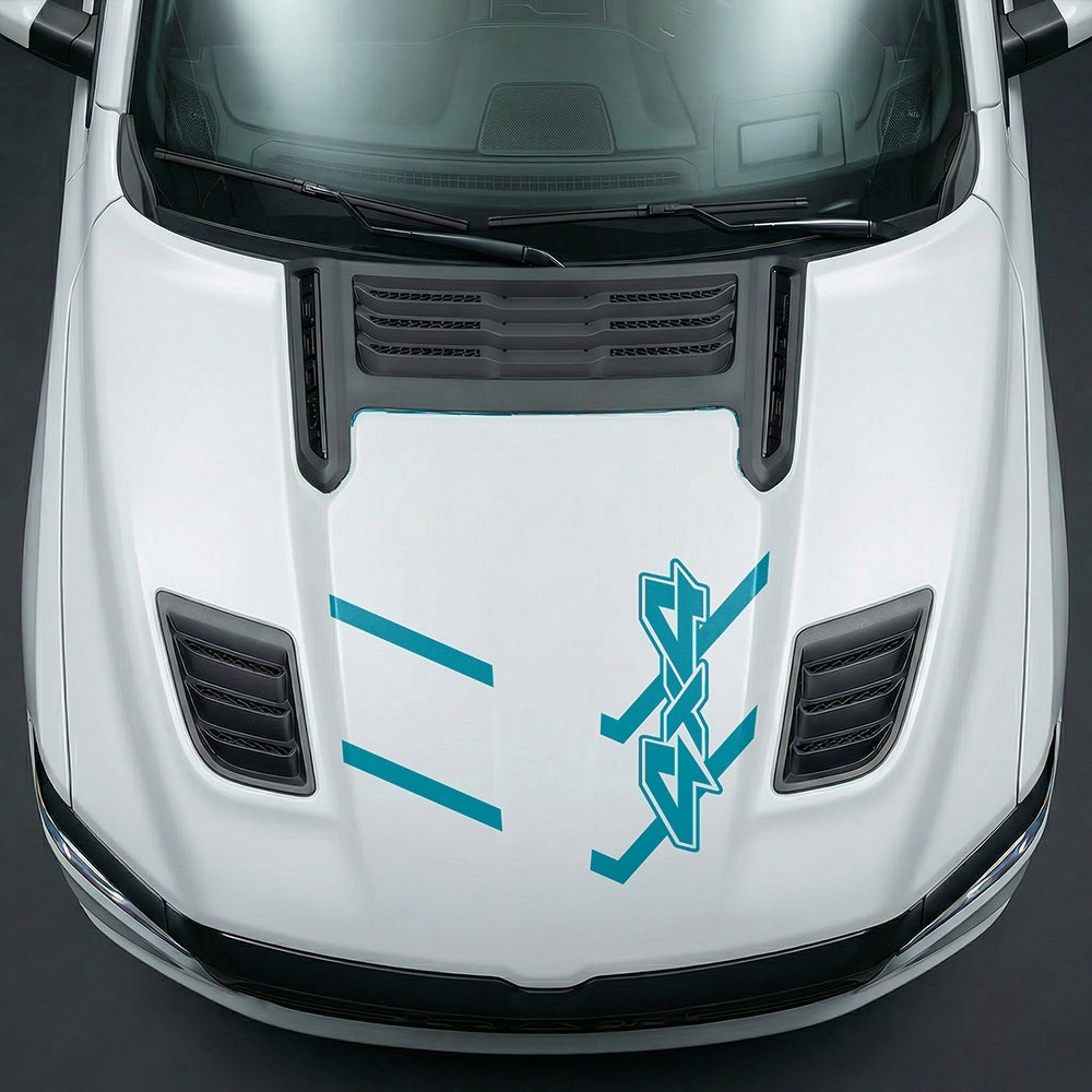 Hood Panel Decal/Sticker - Bold 4x4 Geometric Chevron - Cut Graphic Kit - For Dodge Ram 2019-2025 - Premium Vinyl