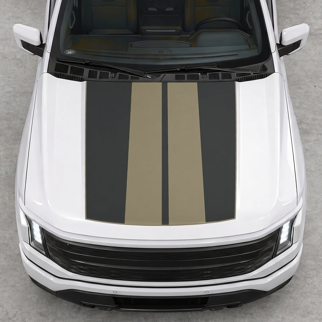Hood Panel Decal/Sticker - Double Stripes Graphic Decal Graphic Kit - For FORD F-150 2015-2020 - Premium Vinyl