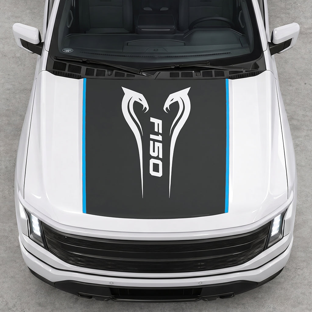 Hood Panel Decal/Sticker - Twin Cobra Graphic Decal Graphic Kit - For Ford F-150 2015-2020 - Premium Vinyl