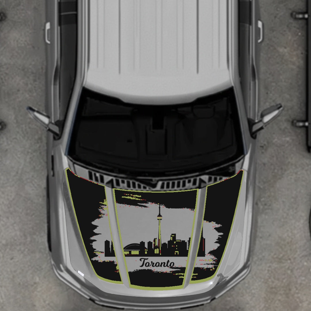 Hood Panel Decal/Sticker - Toronto - Cut - Border Graphic Kit - For Ford F-150 2020-2026 - Premium Vinyl
