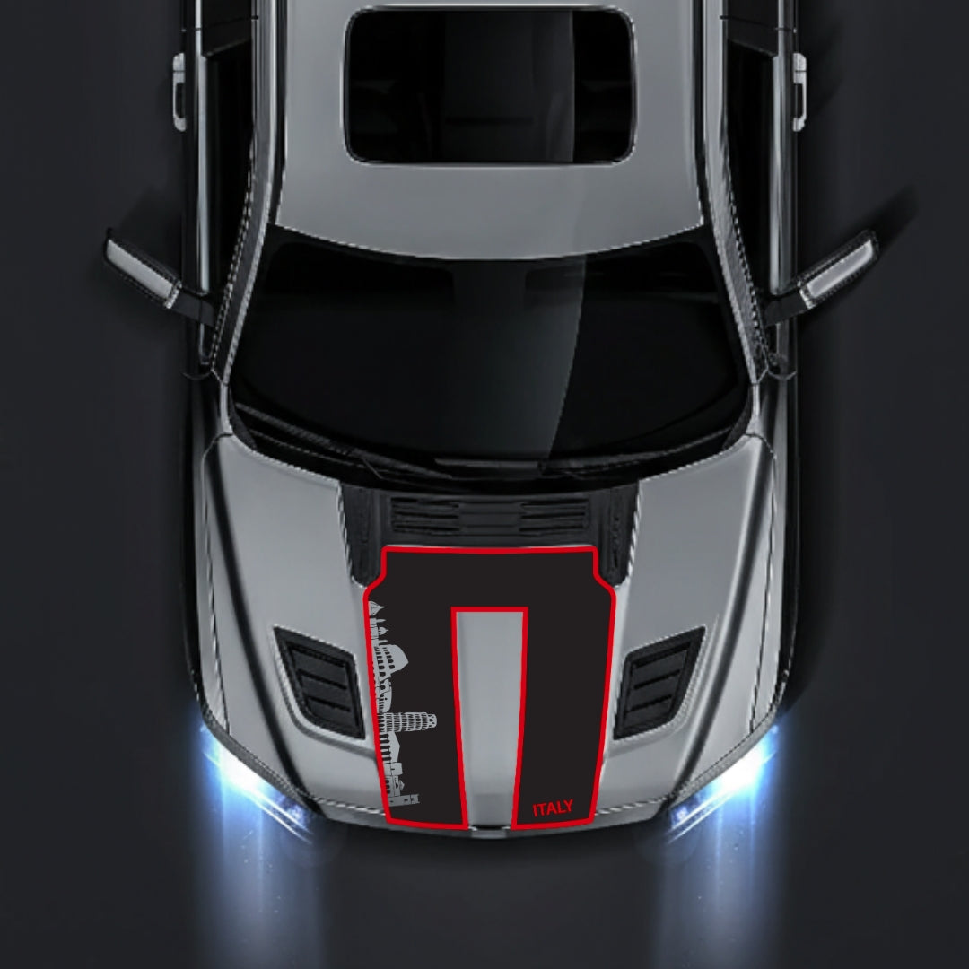 Performance Hood Panel Decal/Sticker - Italy Skyline - Cut - Border Graphic Kit - For Dodge RAM 1500 2019-2025 - Premium Vinyl