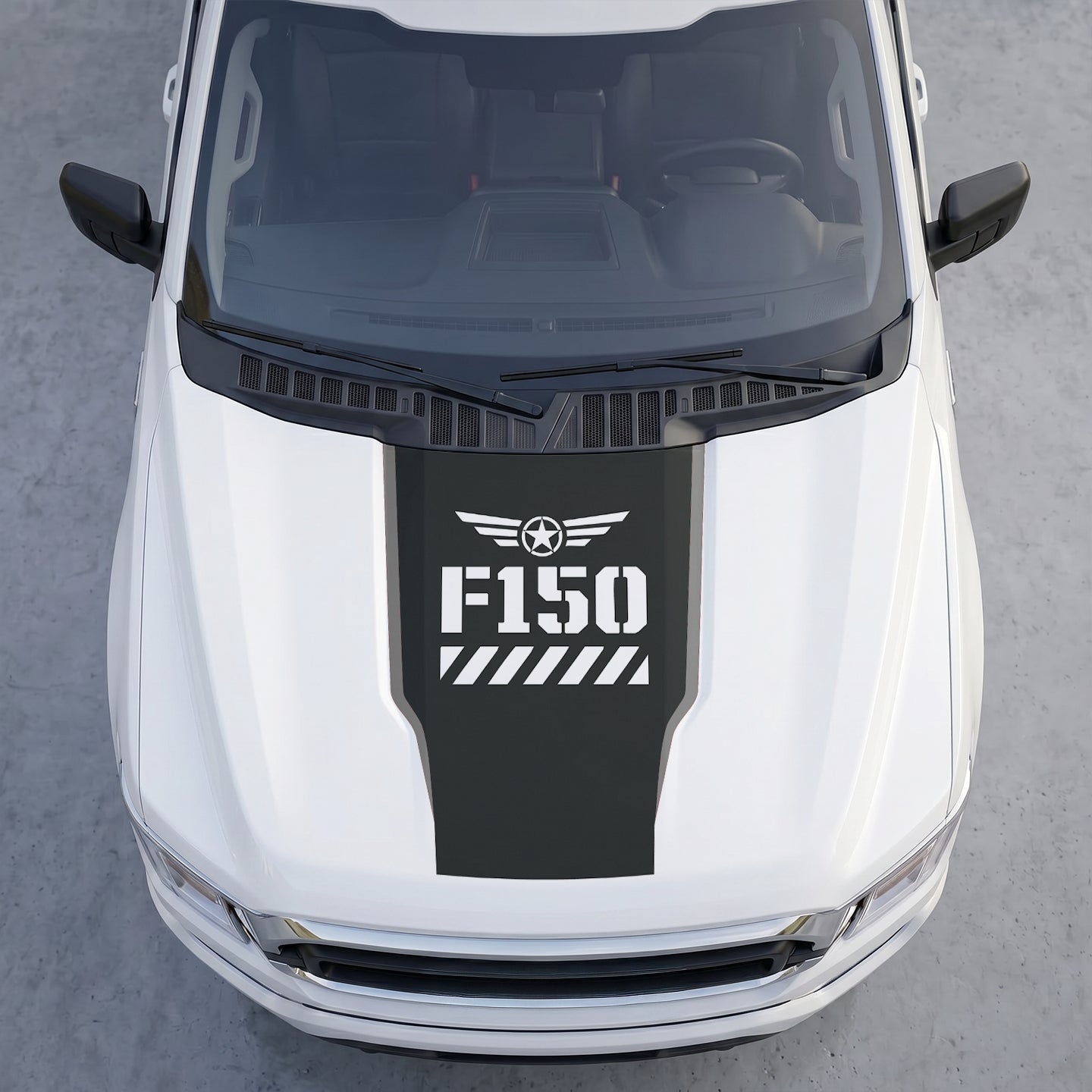 Hood Panel Decal/Sticker - Military Shield Hood Decal – Star Wings Emblem Vinyl Wrap Graphic Kit - For Ford F-150 F150 2015-2020 - Premium Vinyl