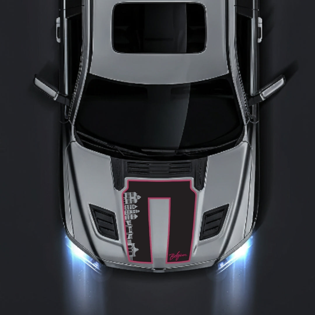 Performance Hood Panel Decal/Sticker - Belgium Skyline - Cut - Border Graphic Kit - For Dodge RAM 1500 2019-2025 - Premium Vinyl
