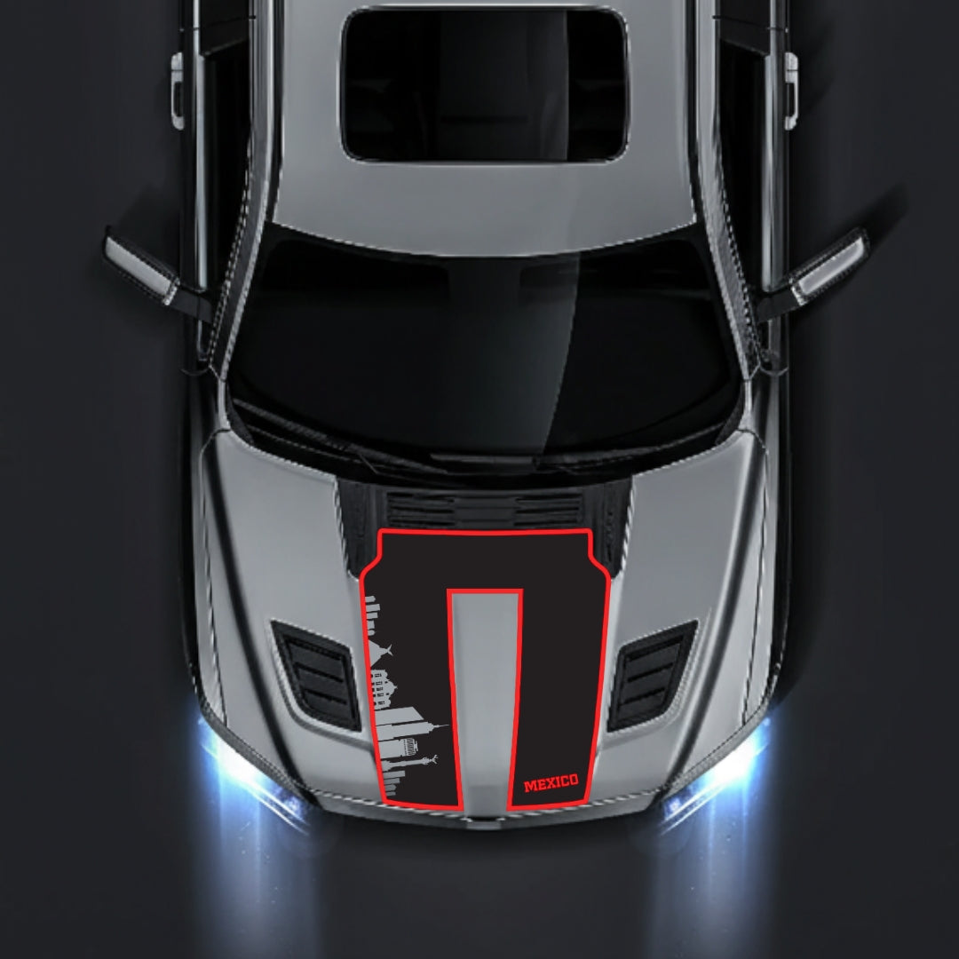 Hood Panel Decal/Sticker - Mexico Skyline - Cut - Border Graphic Kit - For Dodge RAM 1500 2019-2025 - Premium Vinyl