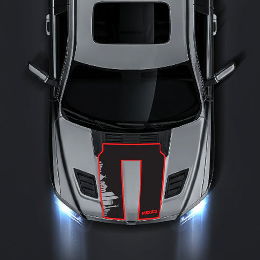 Hood Panel Decal/Sticker - Mexico Skyline - Cut - Border Graphic Kit - For Dodge RAM 1500 2019-2025 - Premium Vinyl