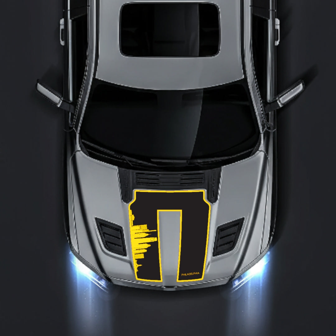 Hood Panel Decal/Sticker - Philadelphia Skyline - Border Graphic Kit - For Dodge RAM 1500 2019-2025 - Premium Vinyl