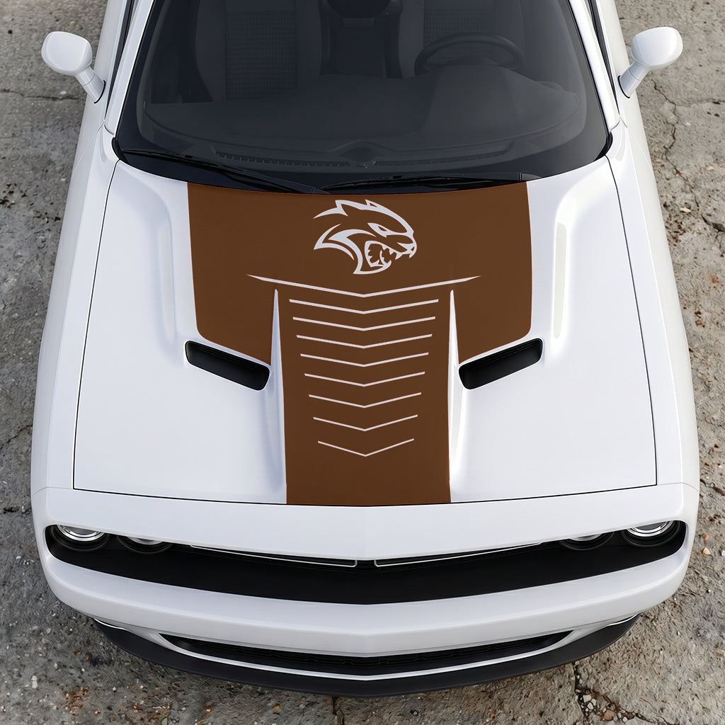 Hood Panel Decal/Sticker - Hellcat Apex Grille-Fade - Stealth Ribbed Aero Graphic Kit - For Dodge Challenger 2015-2024 - Premium Vinyl