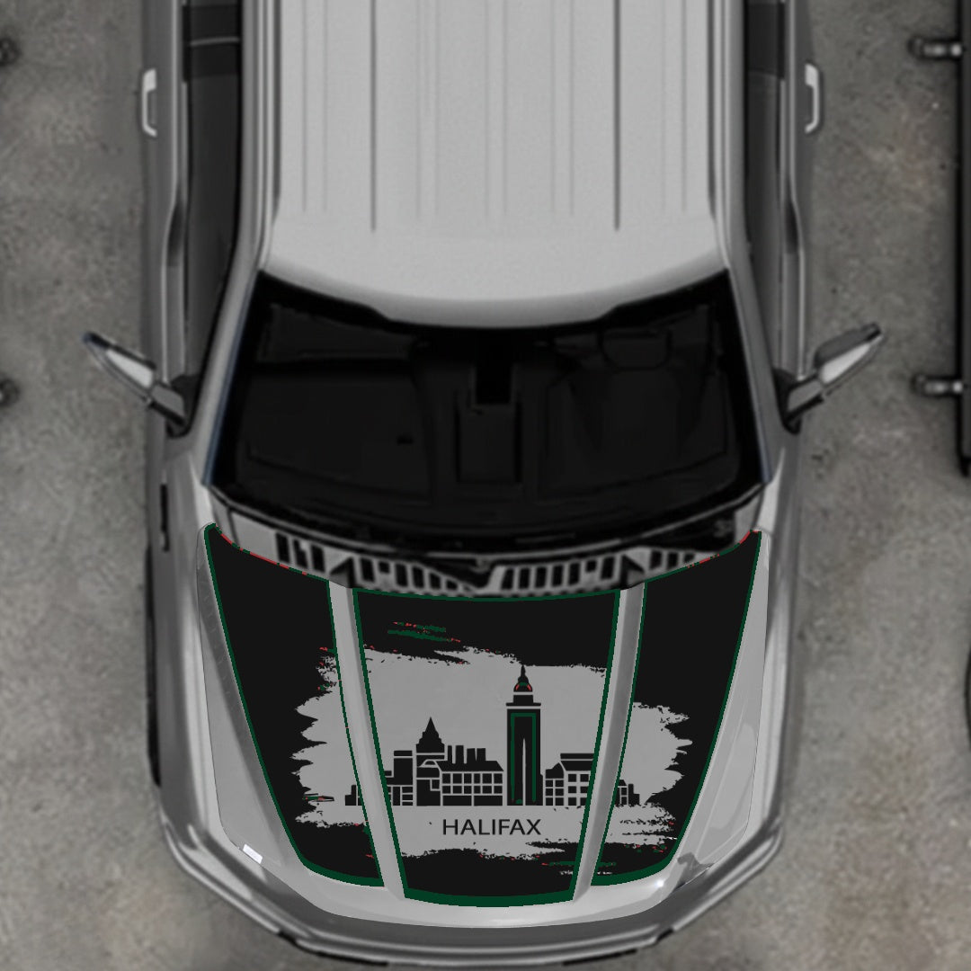 Hood Panel Decal/Sticker - Halifax - Cut - Border Graphic Kit - For Ford F-150 2020-2026 - Premium Vinyl