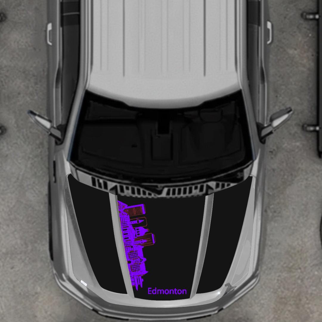 Hood Panel Decal/Sticker - Edmonton Skyline Graphic Kit - For Ford F-150 2020-2026 - Premium Vinyl