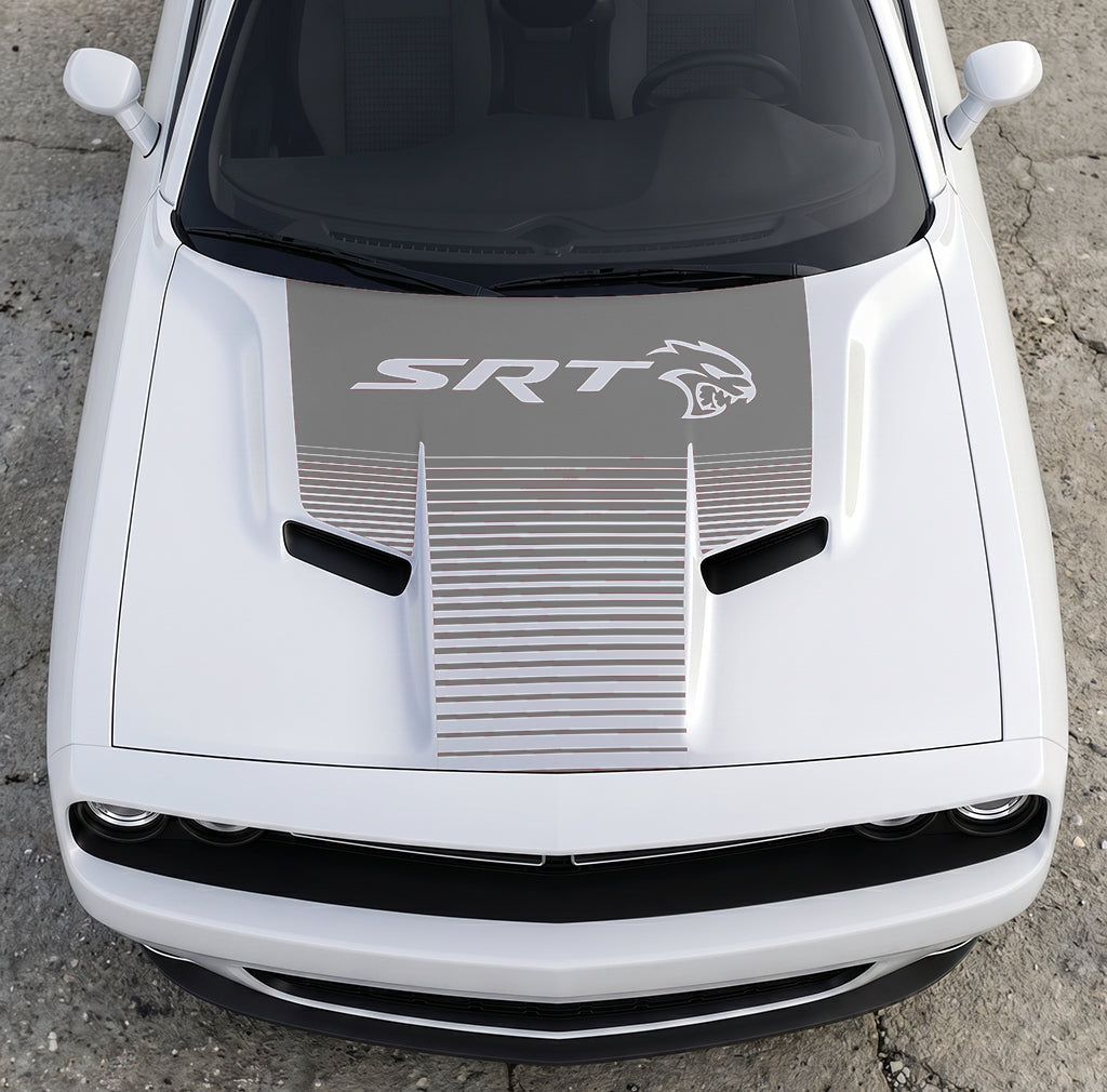 Hood Panel Decal/Sticker - Dodge Challenger SRT Hellcat Edition - Speed Fade Gradient Graphic Kit - For Dodge Challenger 2015-2024 - Premium Vinyl
