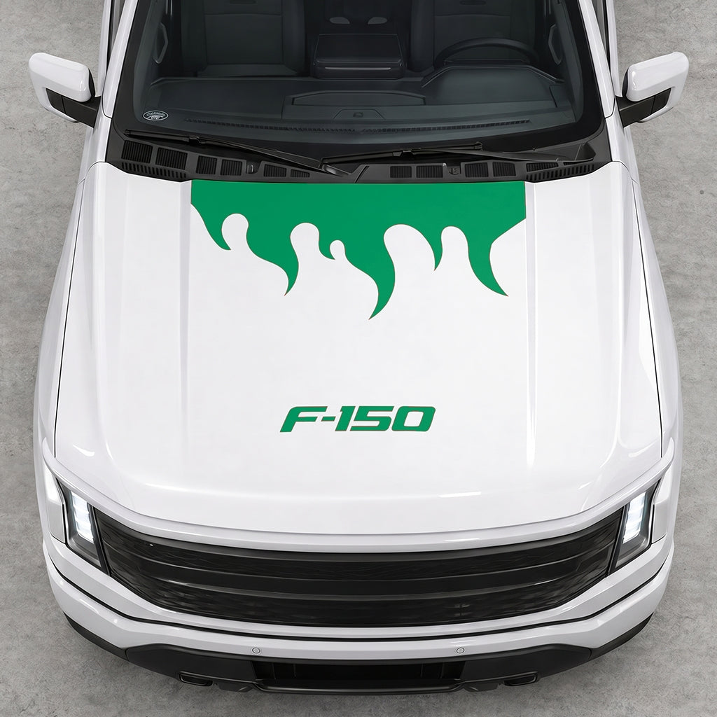 Hood Panel Decal/Sticker - Burning Flames Graphic Decal Graphic Kit - For Ford F-150 2015-2020 - Premium Vinyl