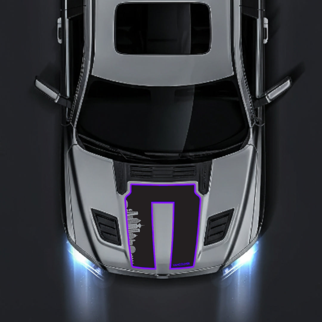 Performance Hood Panel Decal/Sticker - Vancouver Skyline - Cut - Border Graphic Kit - For Dodge RAM 1500 2019-2025 - Premium Vinyl