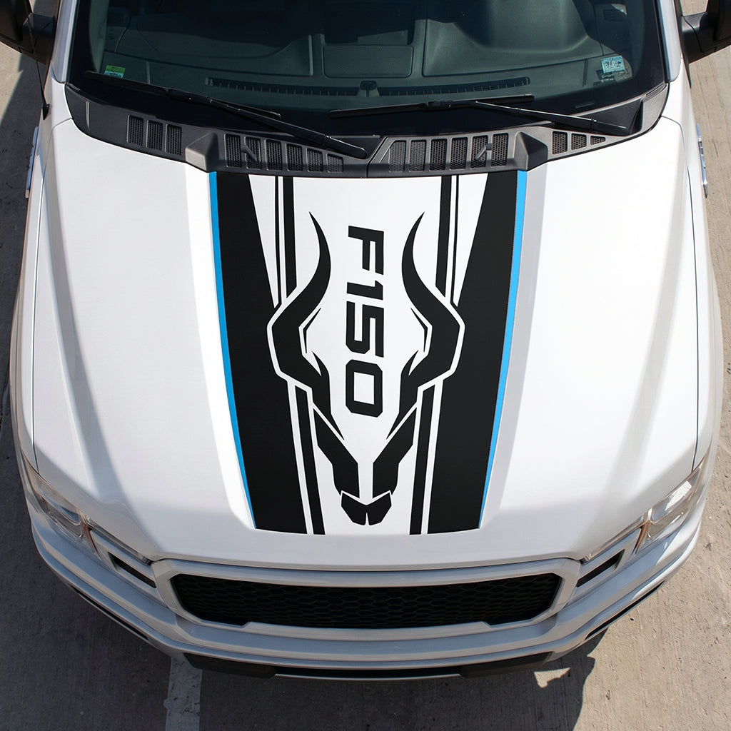 Hood Panel Decal/Sticker - Horns Graphic Decal Graphic Kit - For Ford F-150 2015-2020 - Premium Vinyl