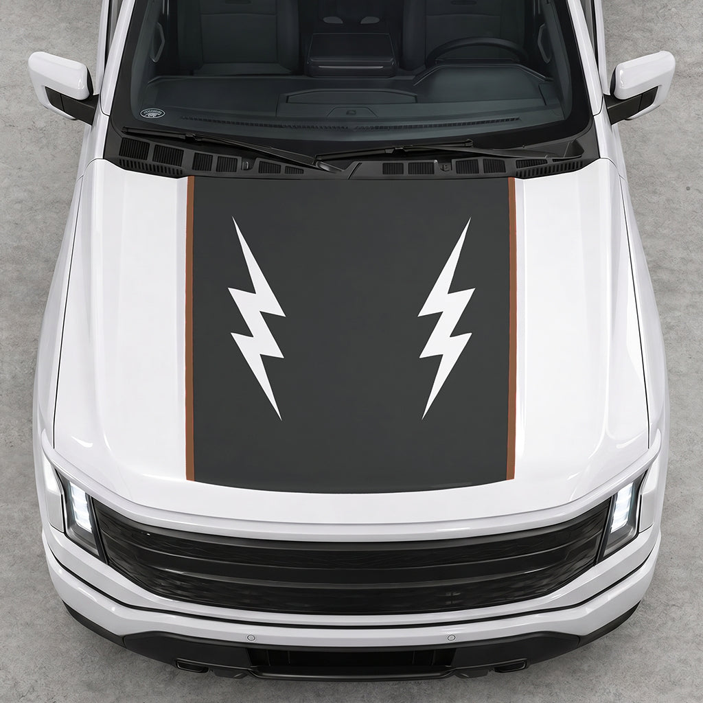 Hood Panel Decal/Sticker - Twin Electric Waves Graphic Decal Graphic Kit - For Ford F-150 2015-2020 - Premium Vinyl