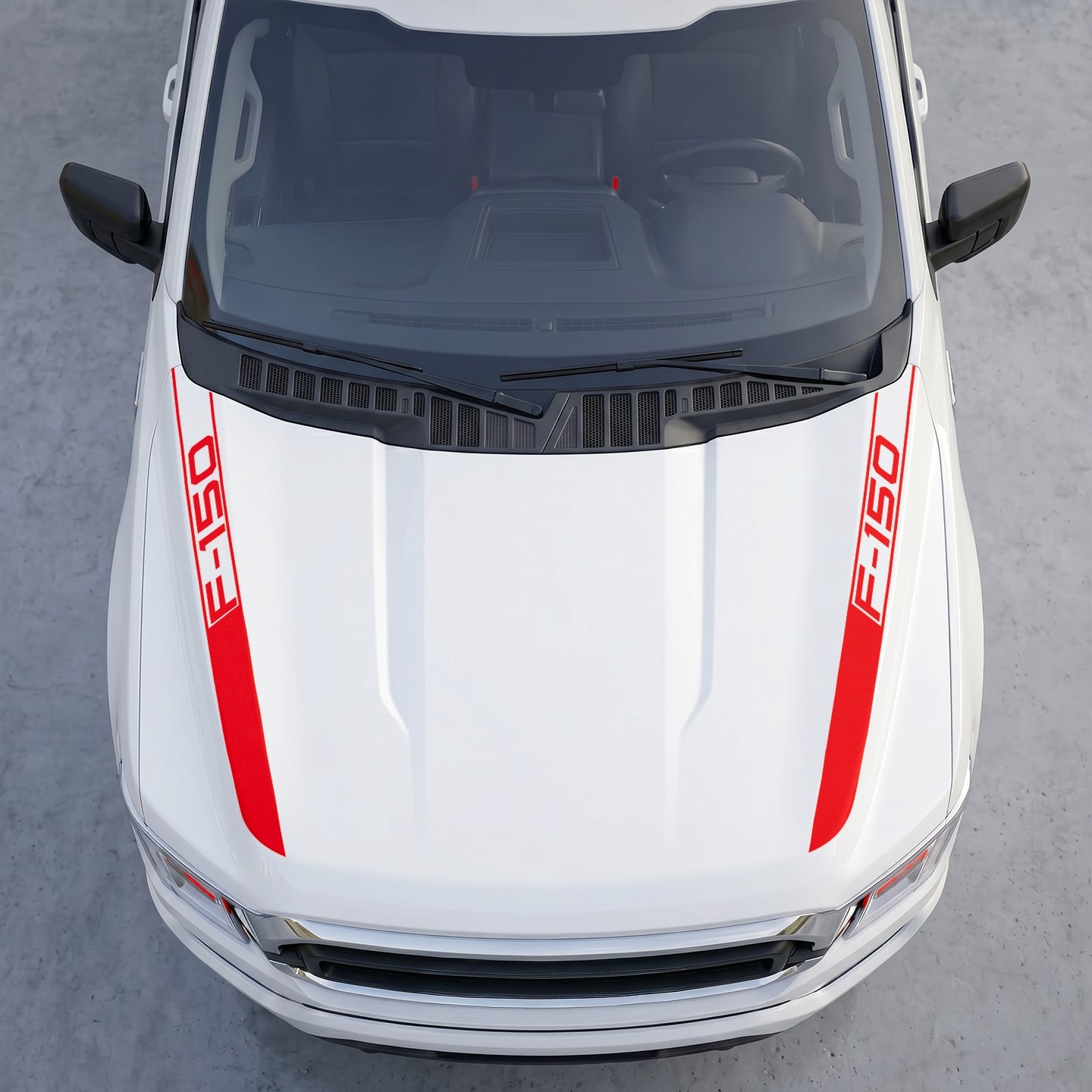 Hood Panel Decal/Sticker - Cowl Accent Stripes – Dual Side Hood Vinyl Decals with Die-Cut Logo Graphic Kit - For Ford F-150 F150 2015-2020 - Premium Vinyl