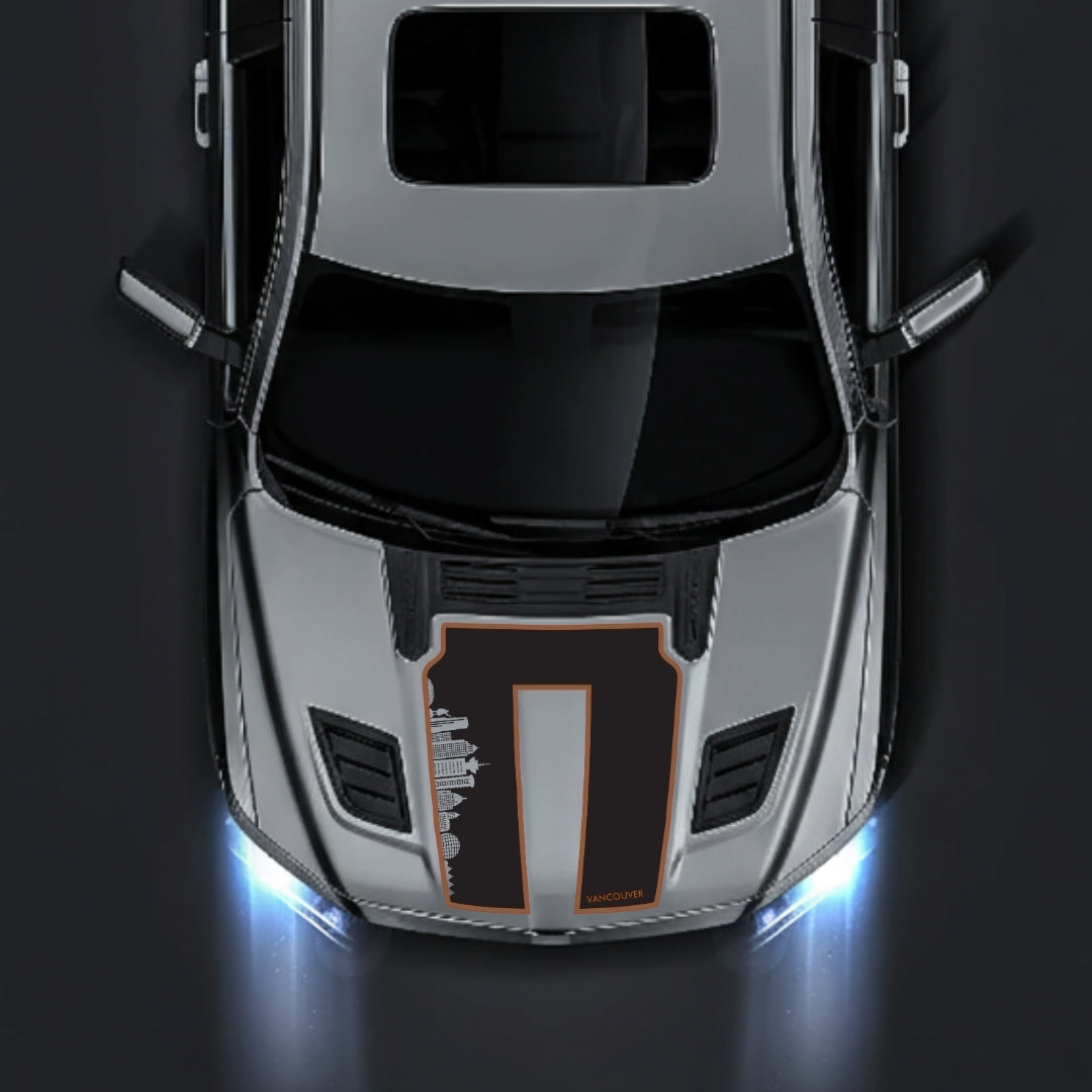 Performance Hood Panel Decal/Sticker - Vancouver Skyline - Cut - Border Graphic Kit - For Dodge RAM 1500 2019-2025 - Premium Vinyl