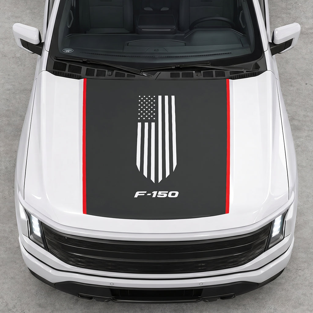 Hood Panel Decal/Sticker - America Flag Graphic Decal Graphic Kit - For Ford F-150 2015-2020 - Premium Vinyl