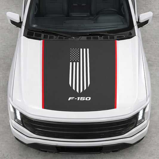 Hood Panel Decal/Sticker - America Flag Graphic Decal Graphic Kit - For Ford F-150 2015-2020 - Premium Vinyl