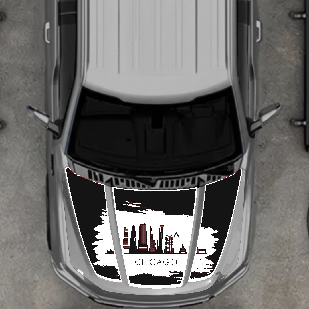 Hood Panel Decal/Sticker - Chicago - Border Graphic Kit - For Ford F-150 2020-2026 - Premium Vinyl